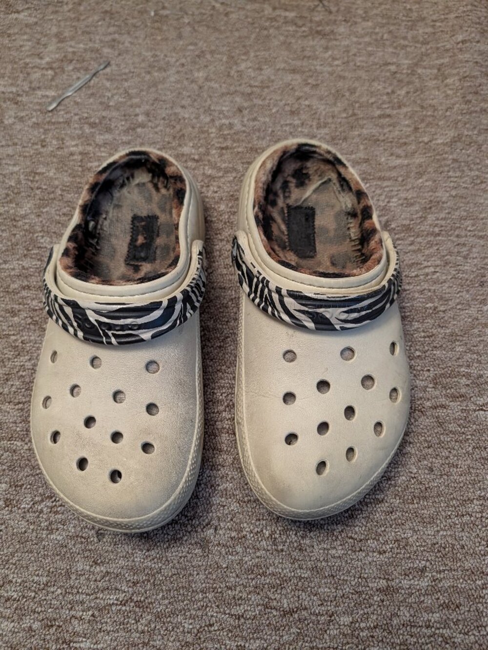 Crocs Classic Lined Animal Remix Clogs Bone Zebra Leopard M7 W9